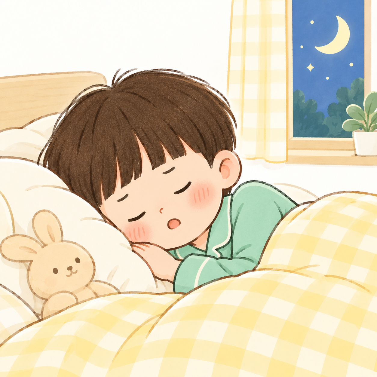 밤에 코가 막혀 입을 벌리고 자는 아이의 증상 설명용 그림